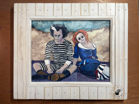 Beach Goths |Sweeney Todd| Original Watercolor Painting FRAMED