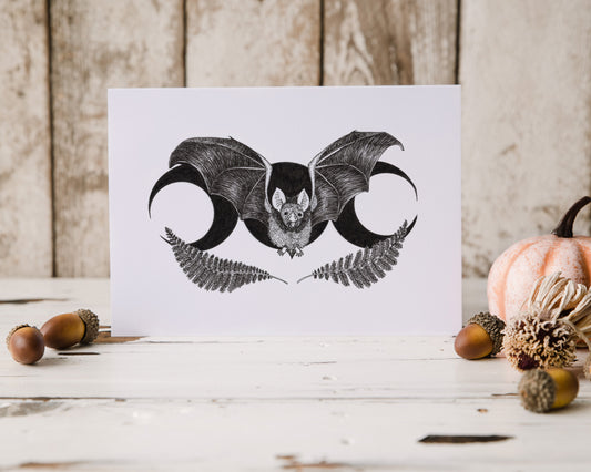 Triple Moon Bat Notecard