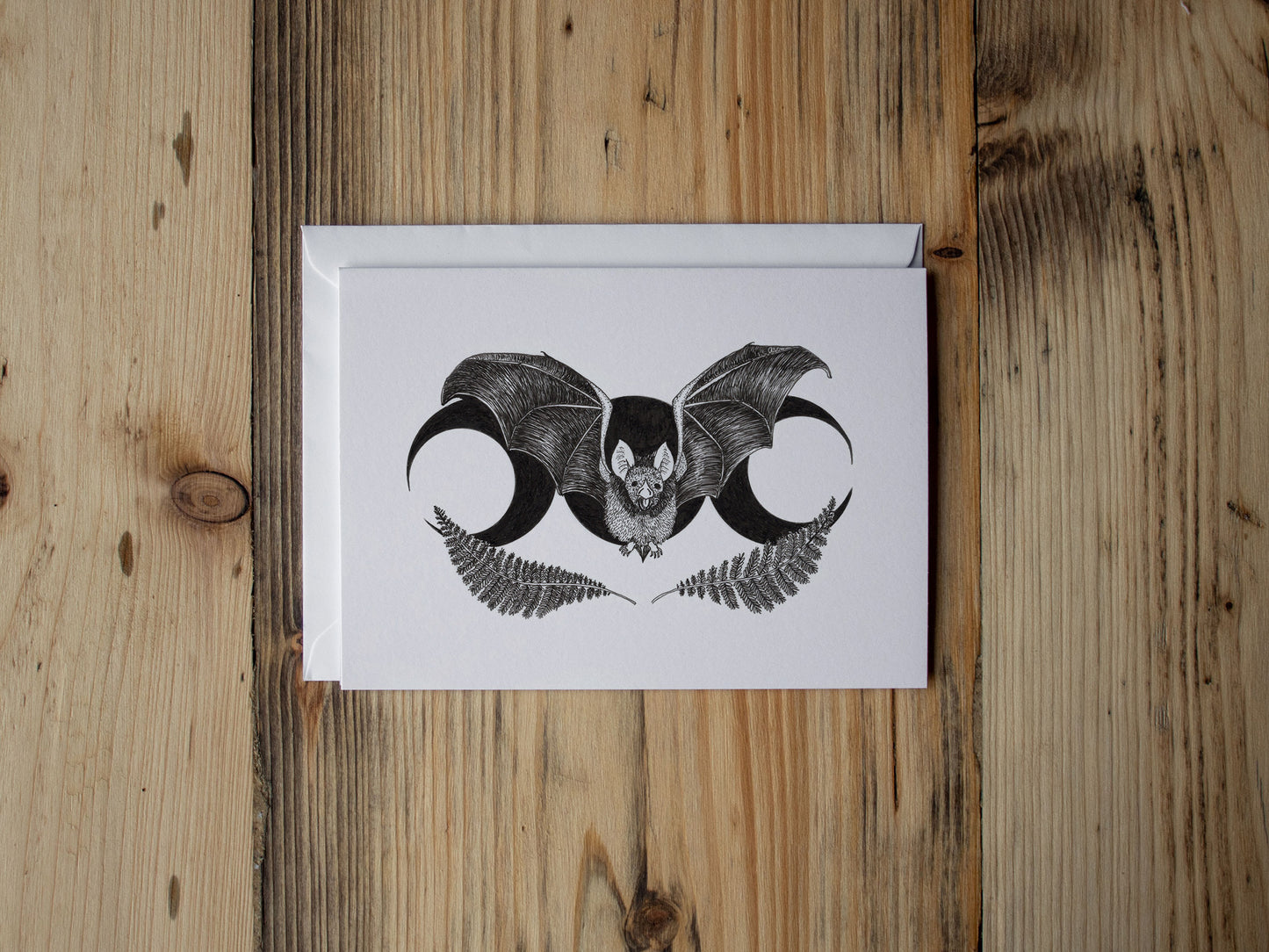 Triple Moon Bat Notecard